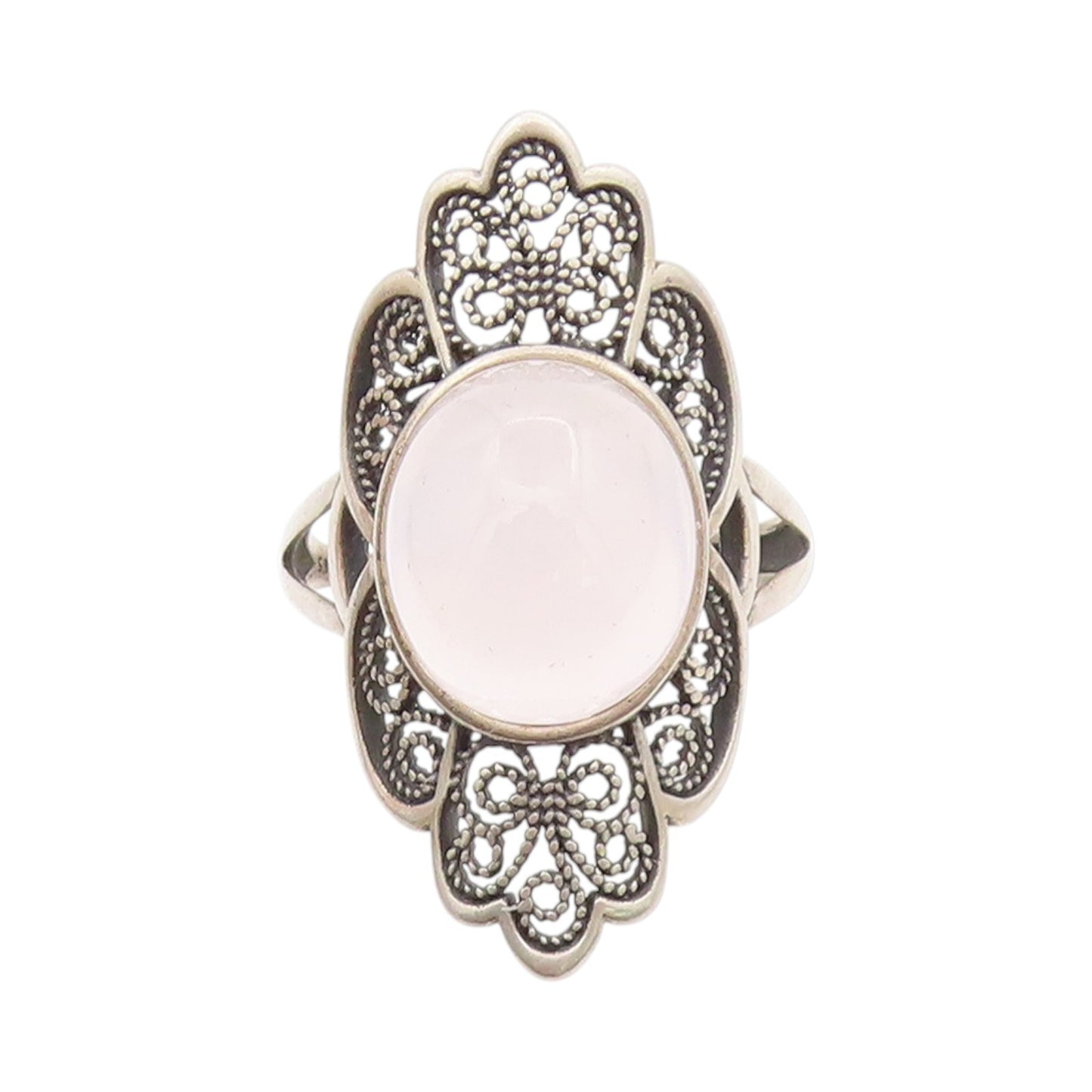 925 Sterling Silver Vintage Ring EUROPE Cabochon Gemstone Carved  Sz 12  RG32879