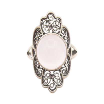 925 Sterling Silver Vintage Ring EUROPE Cabochon Gemstone Carved  Sz 12  RG32879