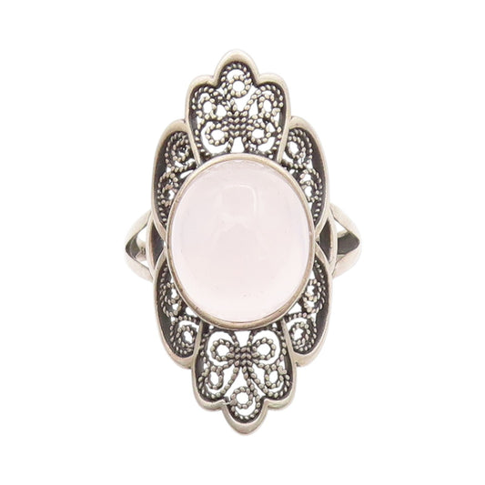 925 Sterling Silver Vintage Ring EUROPE Cabochon Gemstone Carved  Sz 12  RG32879