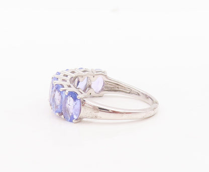925 Sterling Silver Vintage Ring Oval Cut Tanzanite Band  Sz 7  RG29749