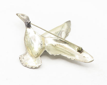 925 Sterling Silver  Vintage Hollow Flying Bird Motif Brooch Pin  BP4358