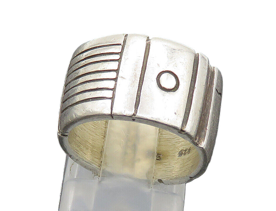 DESIGNER 925 Sterling Silver  Vintage Patterned Band Ring Sz 5.5  RG20888