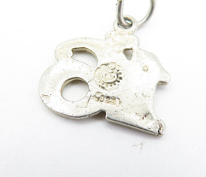 925 Sterling Silver  Vintage Sweet Sixteen Love Heart Drop Pendant  PT4671