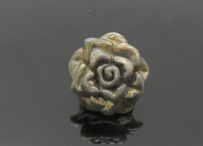 925 Sterling Silver  Vintage Dark Tone Rose Flower Band Ring Sz 7.5  RG20839