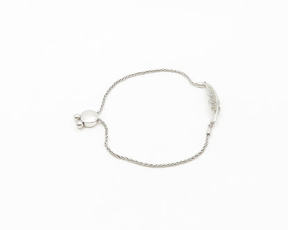 925 Sterling Silver  Genuine Diamonds Feather Motif Chain Bracelet  BT6745