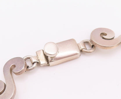 925 Sterling Silver Vintage Necklace Solid Cutout Swirly S Linked  NE4330