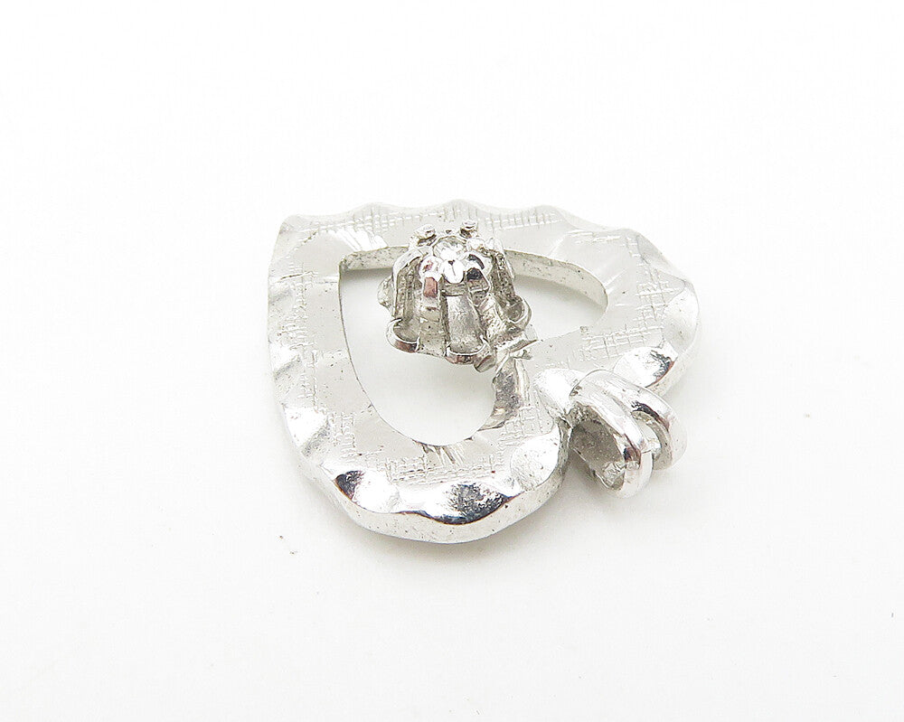 925 Sterling Silver  Petite Genuine Diamond Floral Love Heart Pendant  PT8846