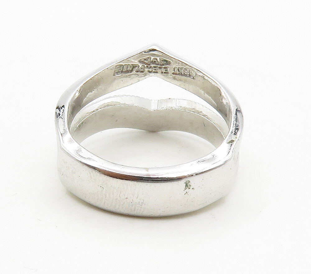 CLARK & COOMBS 925 Silver  Cubic Zirconia Pointed Split Band Ring Sz 7 RG15777