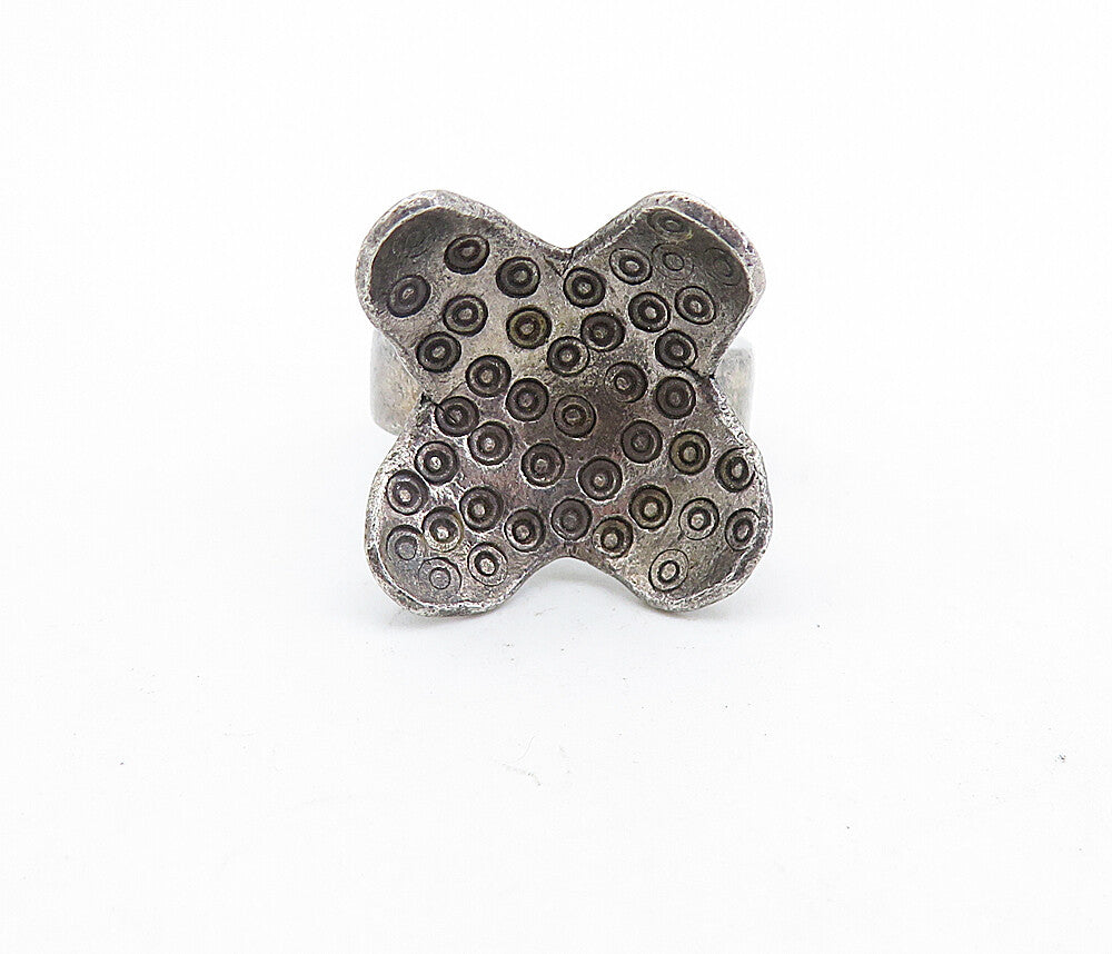 925 Sterling Silver  Vintage Antique Floral Design Band Ring Sz 5.5  RG7021