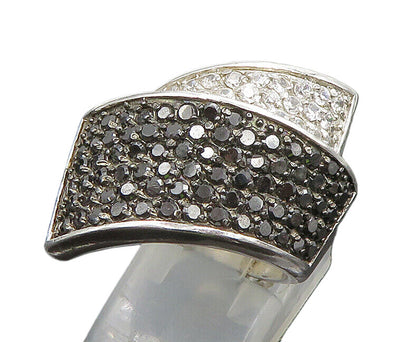 925 Silver  Vintage Overlapping Sapphire & Cubic Zirconia Ring Sz 7  RG24503