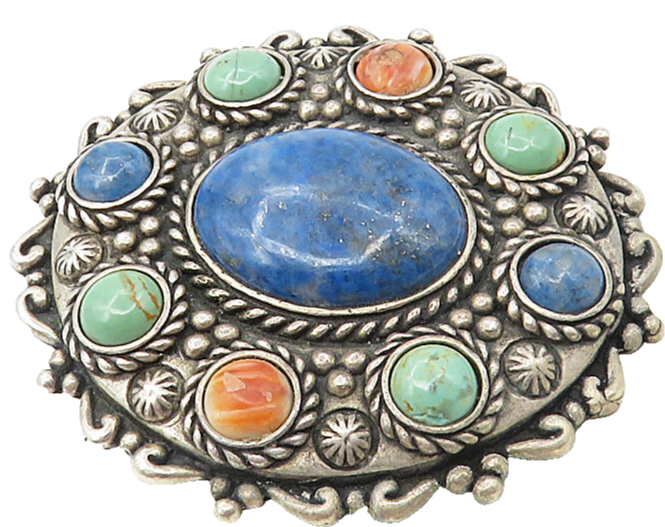 CAROLYN POLLACK RELIOS 925 Silver  Vintage Lapis Lazuli Brooch Pin  BP3573