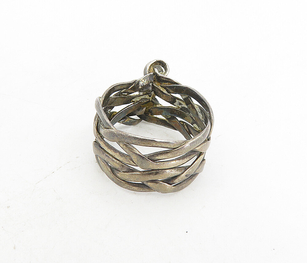 925 Sterling Silver  Vintage Modernist Braided Shank Band Ring Sz 6.5  RG8672