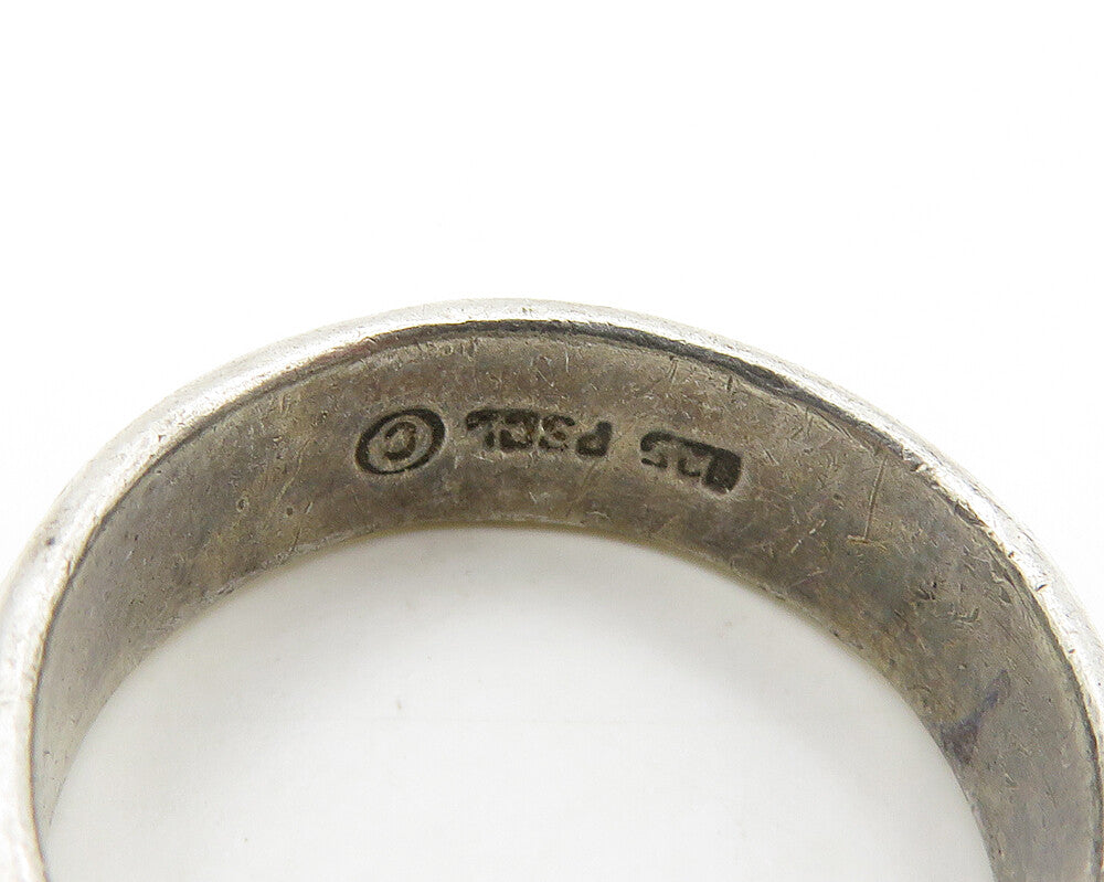 PETER STONE 925 Silver  Vintage Cutout Pattern Shiny Band Ring Sz 7.25 RG18441