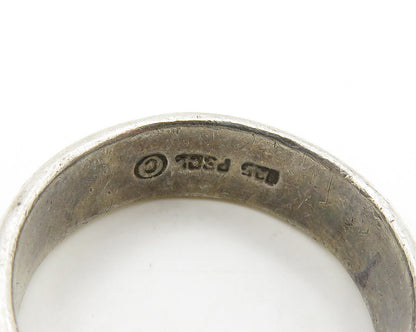 PETER STONE 925 Silver  Vintage Cutout Pattern Shiny Band Ring Sz 7.25 RG18441