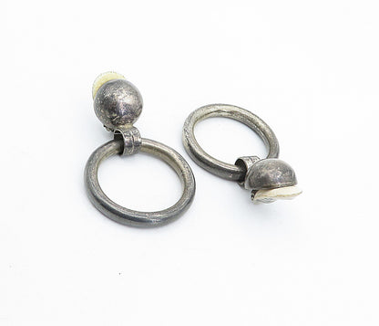 MEXICO 925 Silver  Vintage Oxidized Open Circle Non Pierce Earrings  EG2312