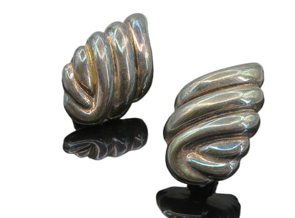 FREDERIC JEAN DUCLOS 925 Silver  Vintage Oxidized Non Pierce Earrings  EG4517