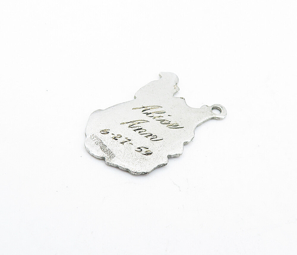 925 Sterling Silver  Vintage Enamel West Virginia State Map Pendant  PT4793