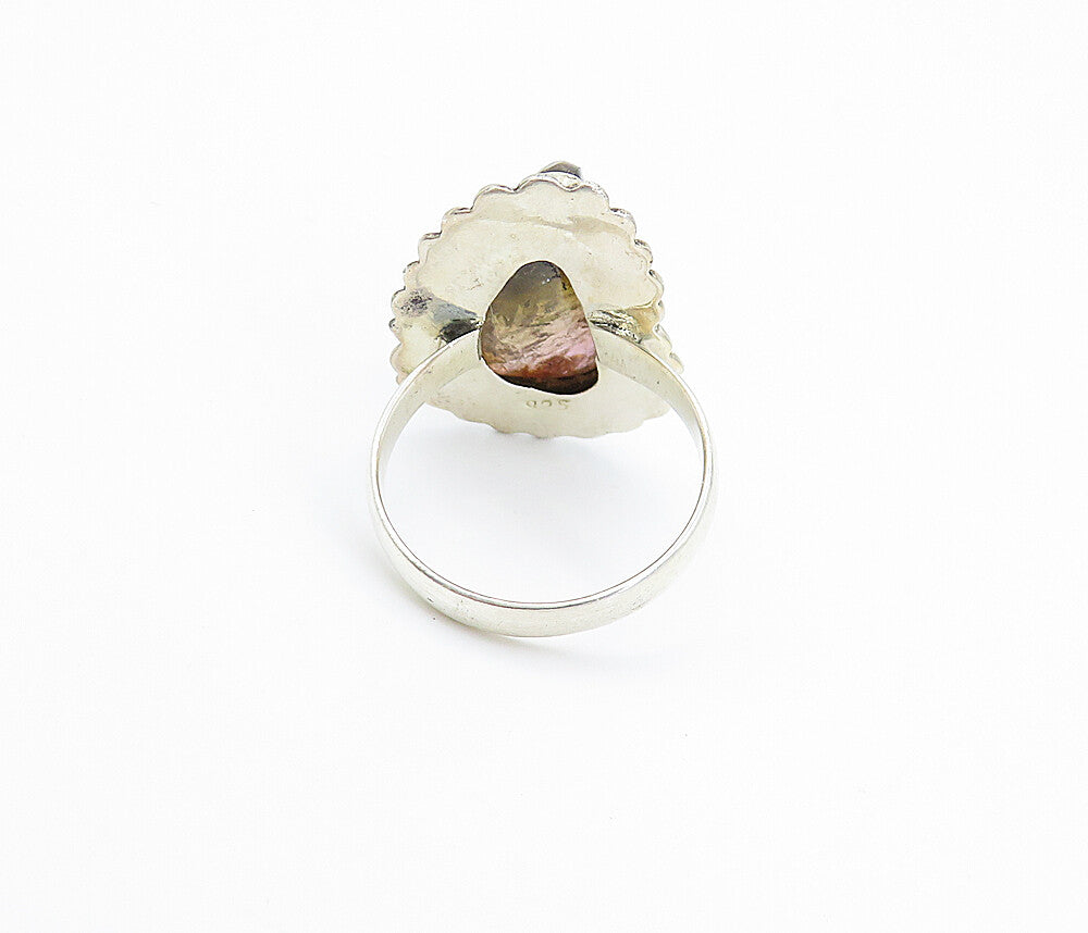 925 Sterling Silver  Brown Amber Swirl Twist Cocktail Ring Sz 8.5  RG8009