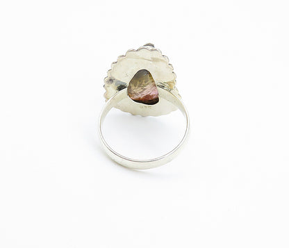 925 Sterling Silver  Brown Amber Swirl Twist Cocktail Ring Sz 8.5  RG8009