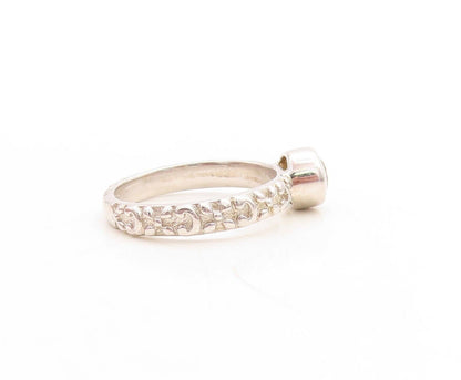 925 Sterling Silver Vintage Ring Round Cut Stackable Citrine  Sz 5.5  RG30080