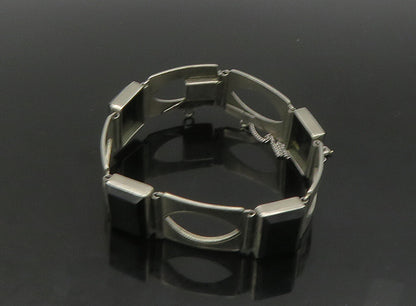 GERMANY 925 Silver  Vintage Black Onyx Square Hinge Chain Bracelet  BT9227