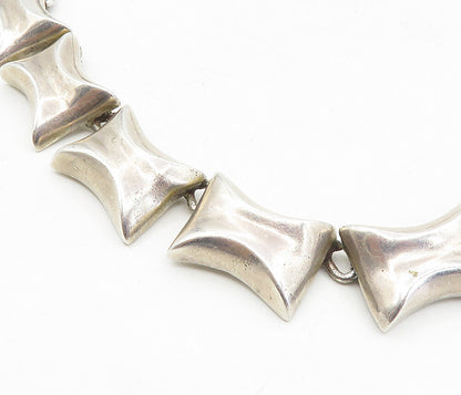 MEXICO 925 Sterling Silver Vintage Heavy Concave Hinge Chain Necklace NE1748