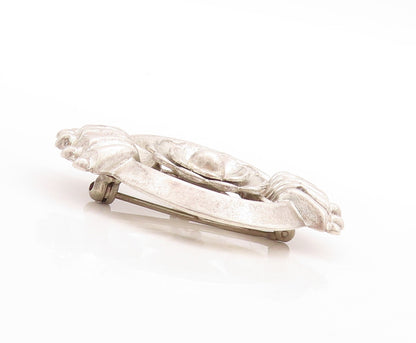 925 Sterling Silver Vintage Brooch Pin Antique Designer Carved Flower  BP11449