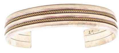 MARY THOMAS NAVAJO 925 Silver  Vintage Rope Twist Ribbed Cuff Bracelet  BT3197