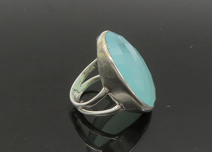 925 Sterling Silver  Vintage Faceted Chalcedony Cocktail Ring Sz 6.5  RG21866
