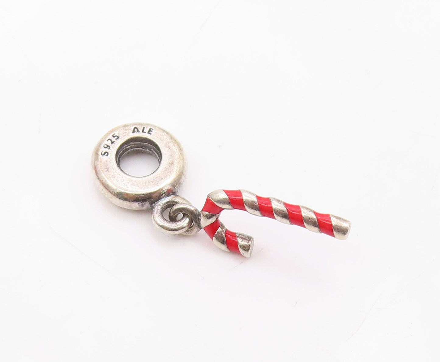 PANDORA 925 Silver  Vintage Enamel Christmas Candy Cane Pendant  PT17189