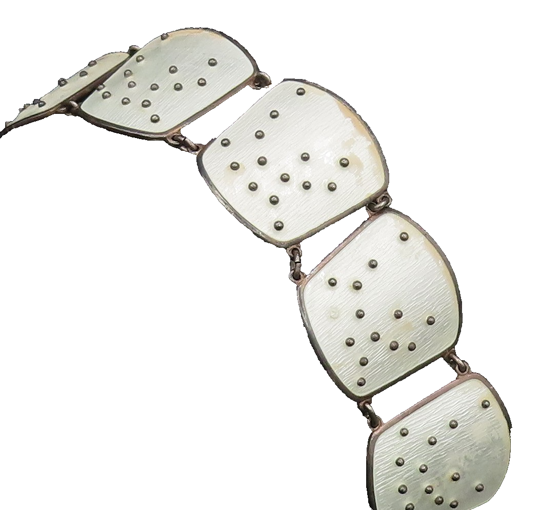 EINAR MODAHL NORWAY 925 Silver Vintage Beaded Enamel Chain Bracelet  BT9681