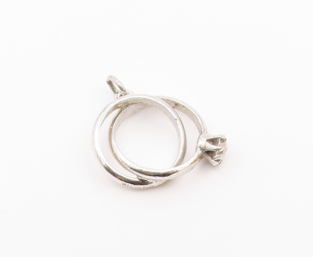 925 Silver  Vintage Engagement Ring & Wedding Band Motif Pendant  PT16328