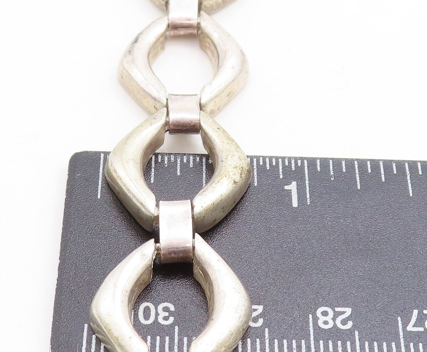 925 Sterling Silver  Vintage Smooth Open Hinge Link Chain Necklace  NE1336