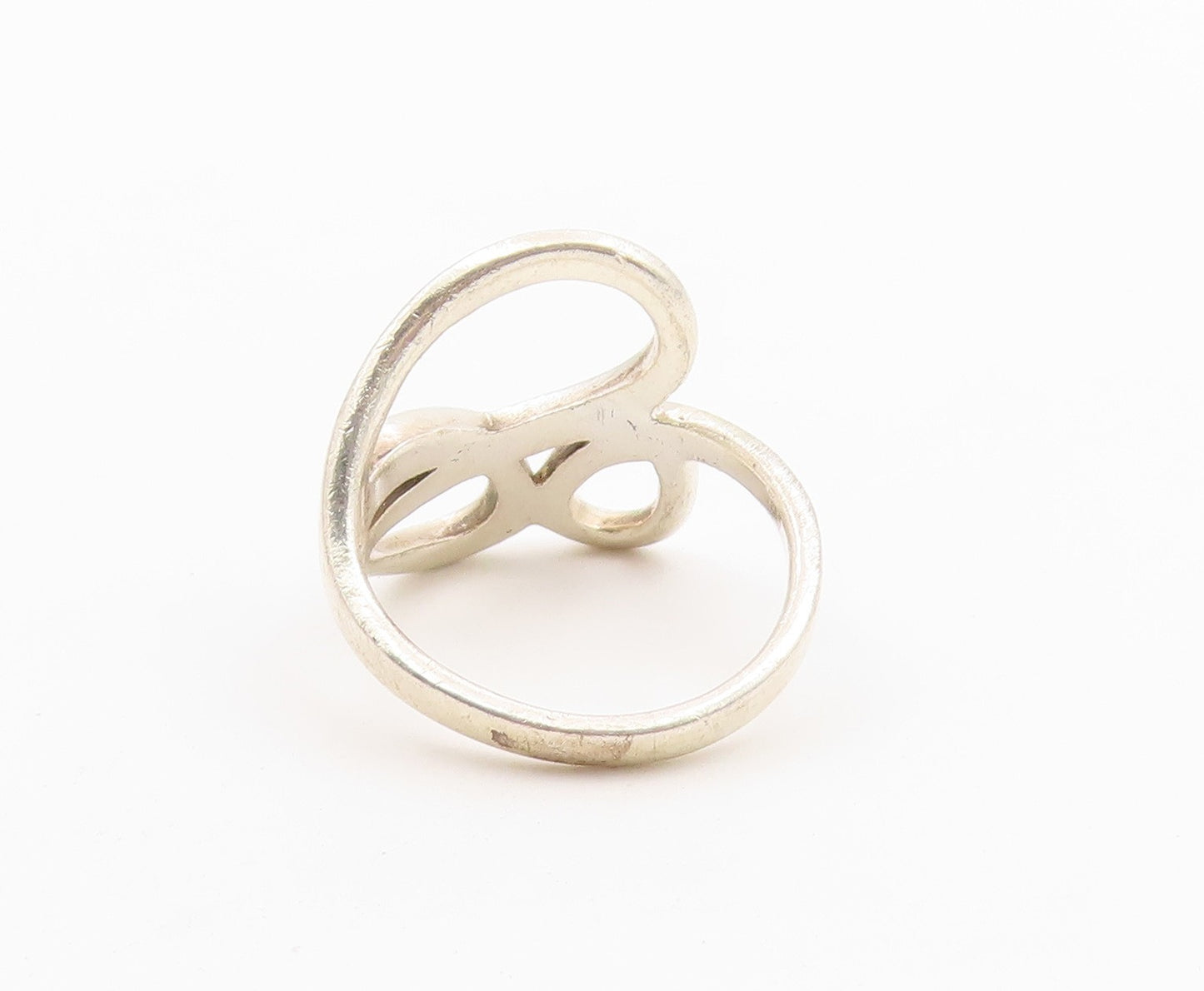 925 Sterling Silver Vintage Ring Interlocking Double Loop Band  Sz 8.5  RG36595