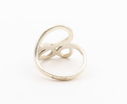 925 Sterling Silver Vintage Ring Interlocking Double Loop Band  Sz 8.5  RG36595