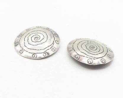 925 Sterling Silver  Vintage Etched Spiral Design Non Pierce Earrings  EG6075