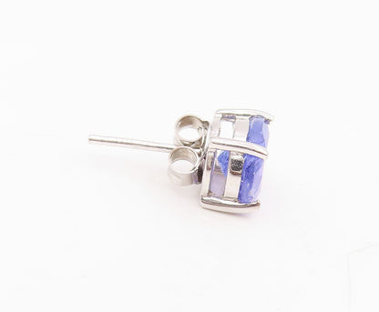 925 Sterling Silver Vintage Earrings Minimalist Oval Cut Tanzanite Stud  EG13992