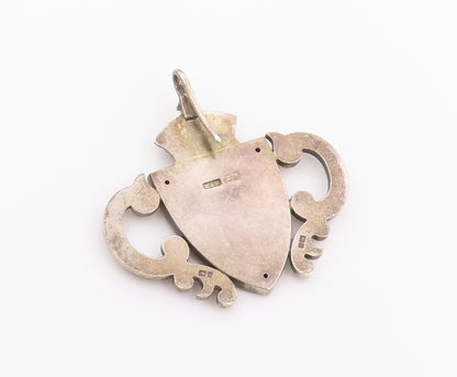 925 Sterling Silver Vintage Pendant MANTON & MOLE Crowned Shield Crest  PT26385