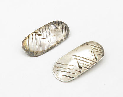 WOODS 925 Sterling Silver Vintage Etched Detail Dark Tone Drop Earrings EG8312