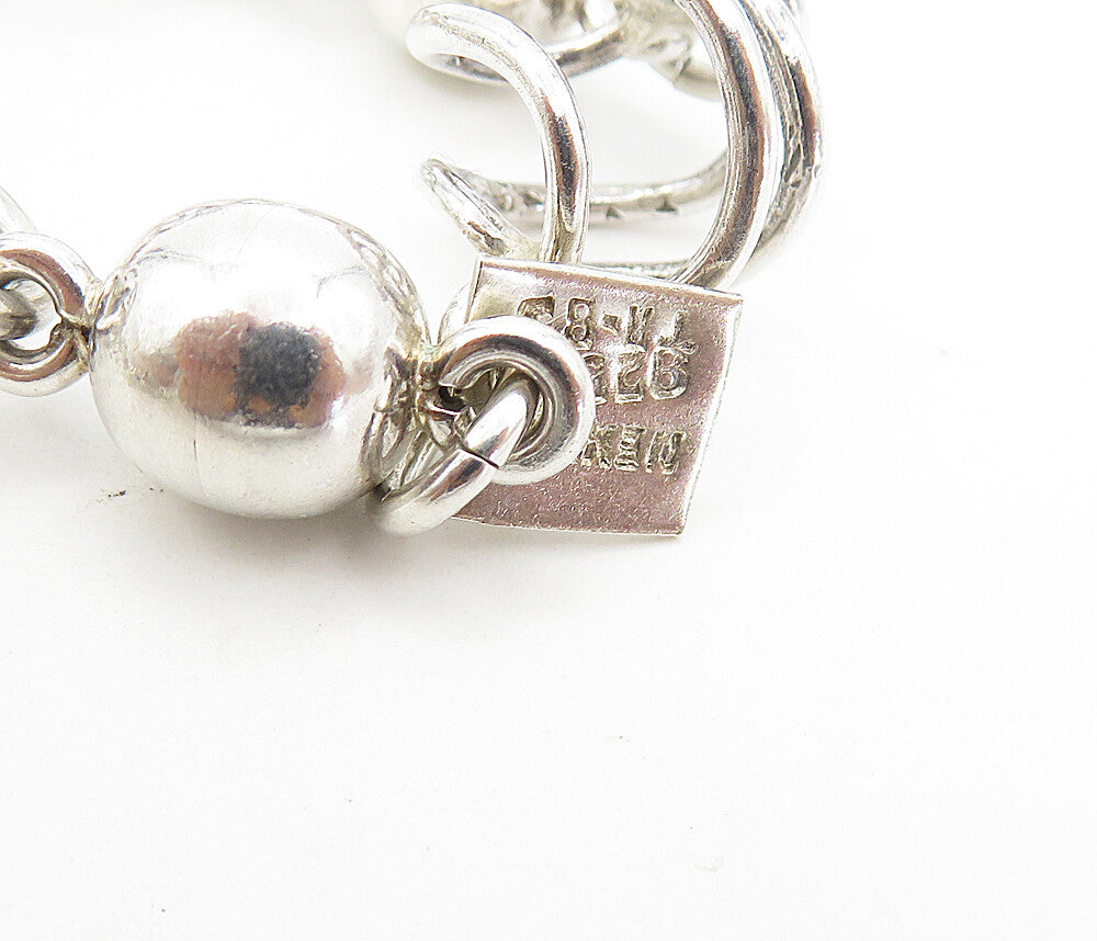 MEXICO 925 Sterling Silver  Vintage Shiny Cage Sphere Chain Necklace  NE1408