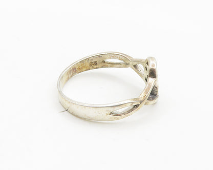 925 Sterling Silver  Vintage Shiny Open Knot Design Band Ring Sz 9  RG19346