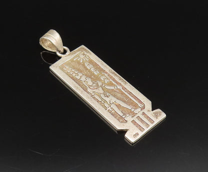 925 Sterling Silver  Vintage Carved Egyptian Pharoah Medal Pendant  PT21421