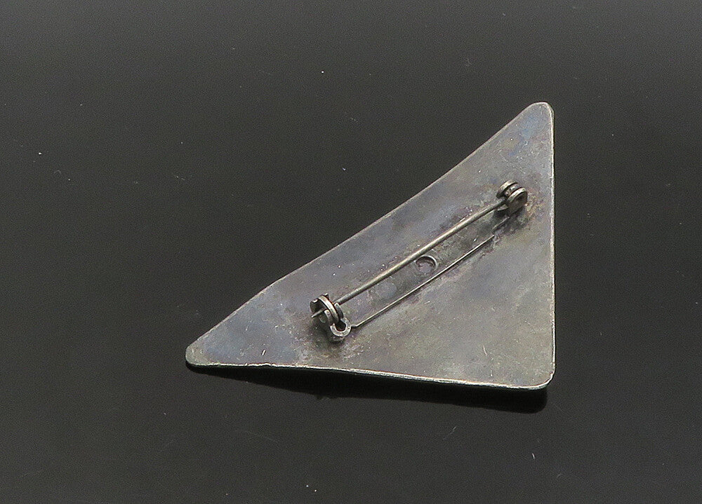 925 Sterling Silver  Vintage Oxidized Modernist Design Brooch Pin  BP8525