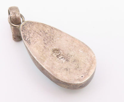925 Sterling Silver  Vintage Cabochon Cut Larimar Rain Drop Pendant  PT15703