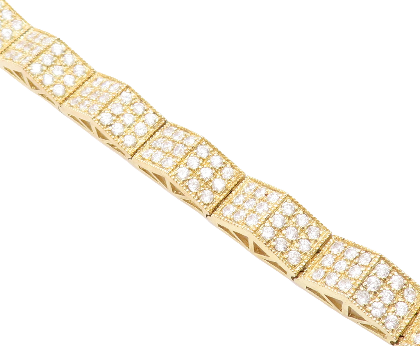 925 Sterling Silver  Sparkling Topaz Shiny Gold Plated Chain Bracelet  BT2660