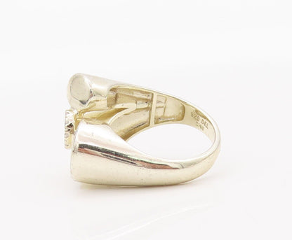 925 Sterling Silver Vintage Ring Floral Designer Modernist CZ  Sz 5.5  RG28239