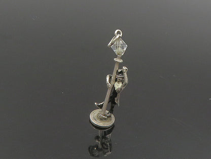 925 Silver  Vintage Enamel Magician Man On Quartz Pole Pendant (MOVES) PT20418