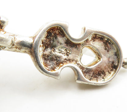 925 Silver  Vintage Cubic Zirconia Cello Instrument Motif Pendant  PT13116