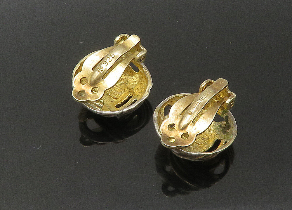 MFA 925 Silver  Vintage Two Tone Love Knot Dome Non Pierce Earrings  EG11021