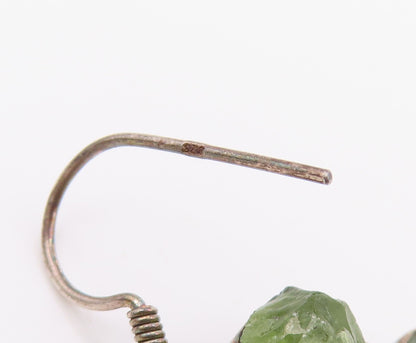 925 Sterling Silver Vintage Earrings Modernist Peridot & Topaz Dangle  EG14074